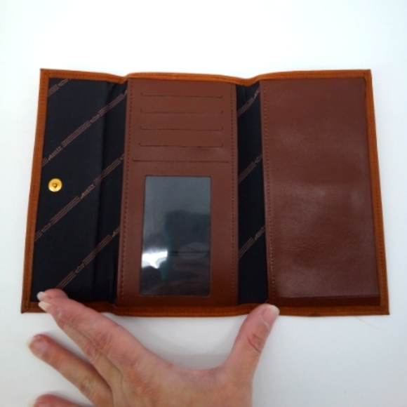 Vintage Amity Cowhide Leather Men's Trifold Wallet Billfold Brown 4 Snaps - Picture 3 of 16